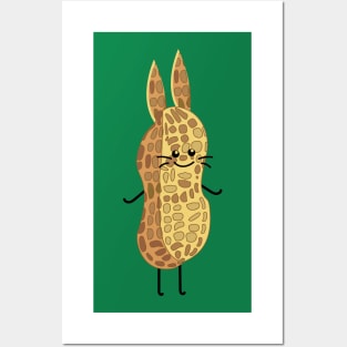 Funny peanut as a bunny Posters and Art